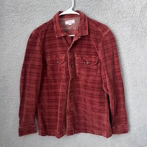 Wallace & Barnes Shirt Mens Small Brown‎ Corduroy Jacket Loop Collar Overshirt